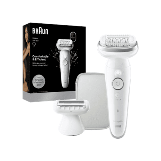 Braun Silk-&eacute;pil 9 SES9-030 Epilator, Wet & Dry, White/Silver