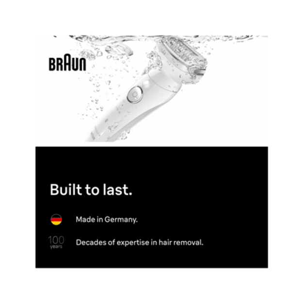 Braun Silk-&eacute;pil 9 SES9-030 Epilator, Wet & Dry, White/Silver