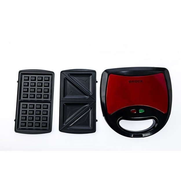 Brock SSM 2003 RD 3 in 1 Sandwich/Waffle Maker And Grill 750W, Black/Red