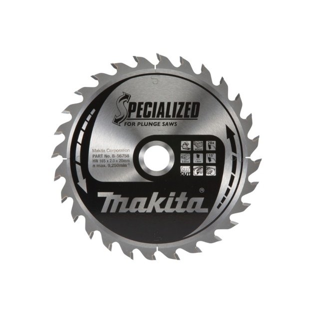 Pjovimo diskas medienai MAKITA 165x20x2,0mm 28T 15&deg;