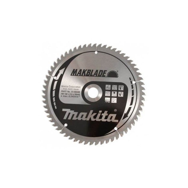 Pjovimo diskas 190x20x2,0mm 60T 5&deg; MAKITA