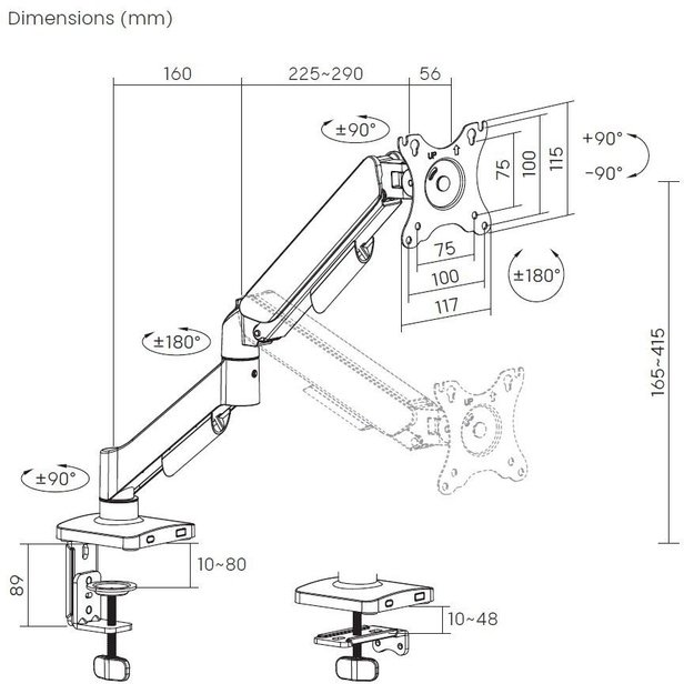 Deltaco ARM-534-B TV mount/stand 81.3 cm (32 ) Black