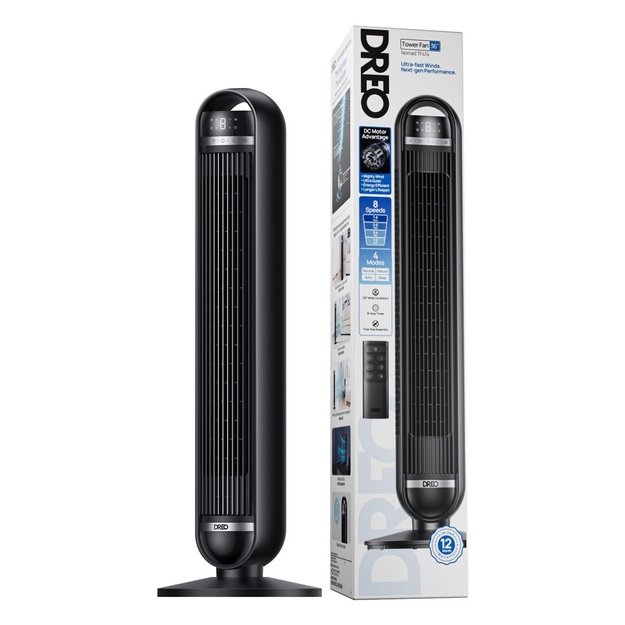 Dreo - Quiet Tower Fan 414, 8 Speeds, 4 Modes, 92cm