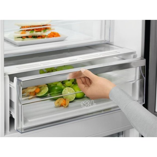 201 cm auk&scaron;čio  balto stiklo durimis No Frost &scaron;aldytuvas su &scaron;aldikliu Electrolux LNT7ME36G2