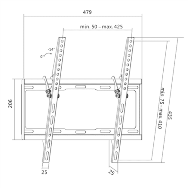 Logilink BP0012 TV Wall mount, 32&ndash;55 , tilt -14&deg;, 25 mm