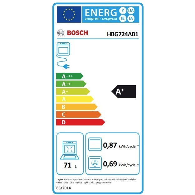 Įmontuojama orkaitė Bosch 8 serijos, HBG724AB1, 71 l