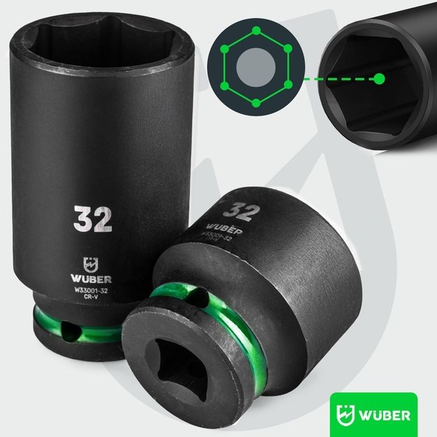 1/2  35-piece long impact socket set hex WUBER