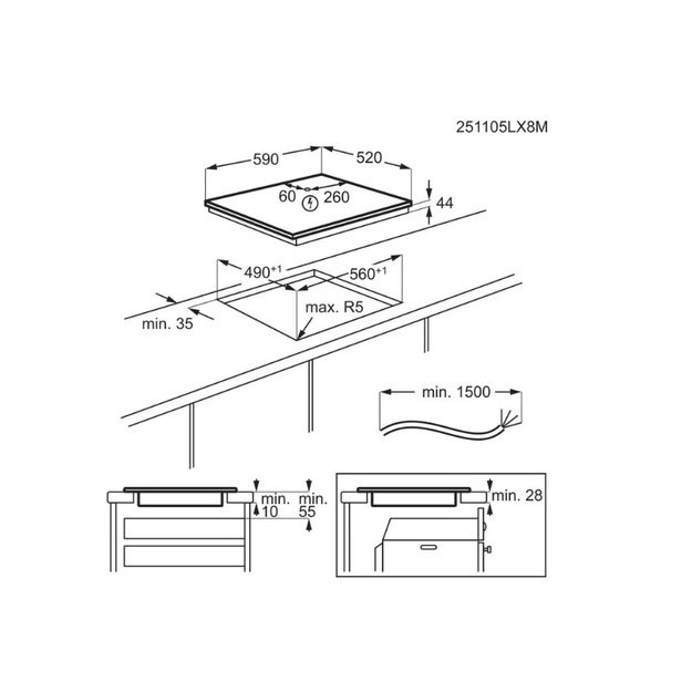 Įmontuojama indukcinė kaitlentė Electrolux EIV63449CT