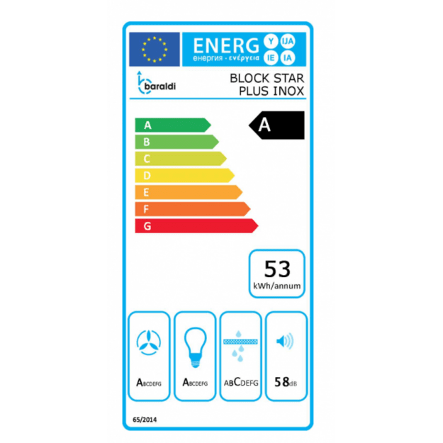 Ner.plieno spalvos į spintelę montuojamas gartraukis Baraldi BLOCK Star Plus 52 cm 800m3/h