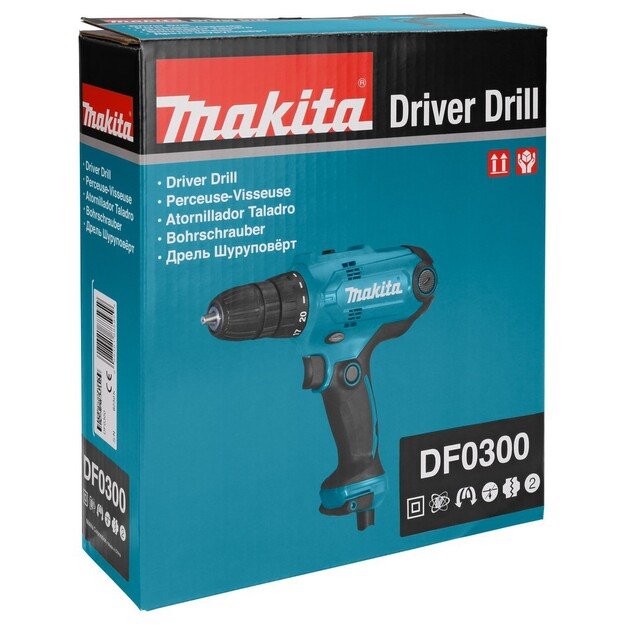 Makita DF0300 drill 1500 RPM Keyless 1.2 kg Black, Blue 18