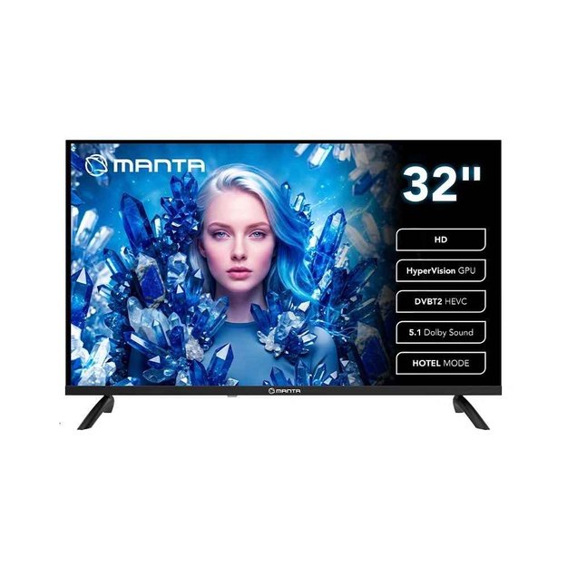 Manta MATV002LHN32 32  LED HD TV with S2 Tuner, DVBT2, HEVC/265, USB, ARC, HDMI, CI+, Slim Design, B