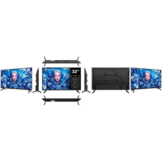 Manta MATV002LHN32 32  LED HD TV with S2 Tuner, DVBT2, HEVC/265, USB, ARC, HDMI, CI+, Slim Design, B