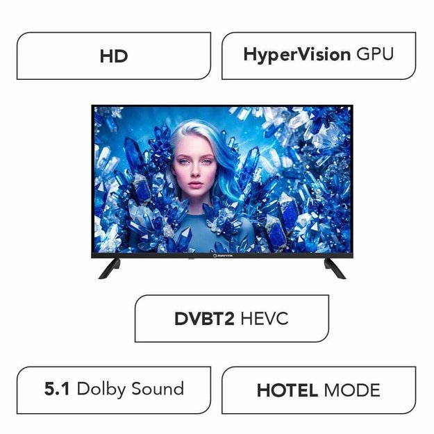 Manta MATV002LHN32 32  LED HD TV with S2 Tuner, DVBT2, HEVC/265, USB, ARC, HDMI, CI+, Slim Design, B