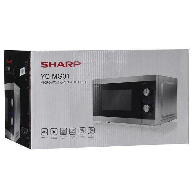 Cooker microwave SHARP YC-MG01E-S (800W, 20l, silver color) 1