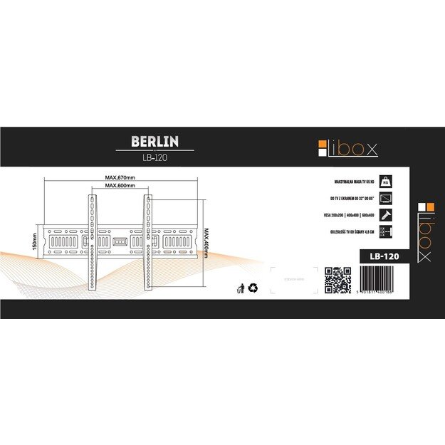 Mount wall for TV Libox Berlin LB-120 (Wall, 37  - 70 , max. 50kg) 3