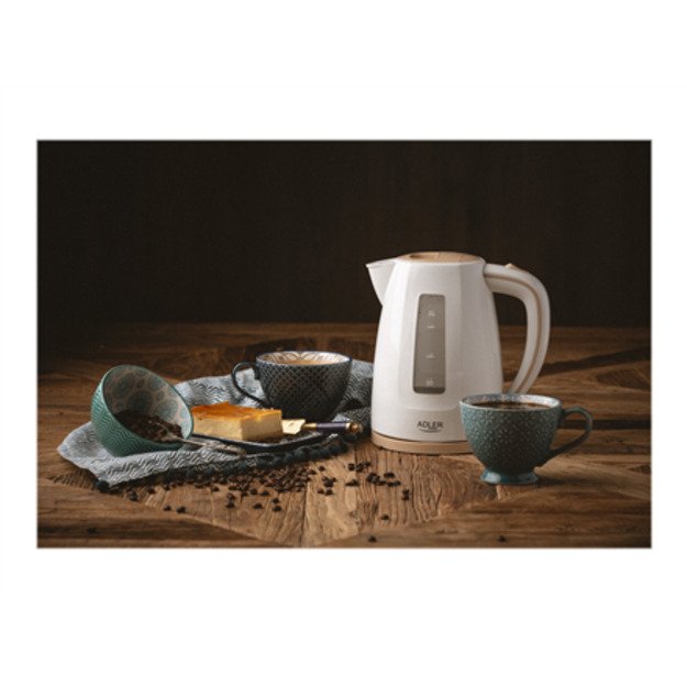 Adler | Kettle | AD 1264 | Standard | 2200 W | 1.7 L | Plastic | 360&deg; rotational base | White 1