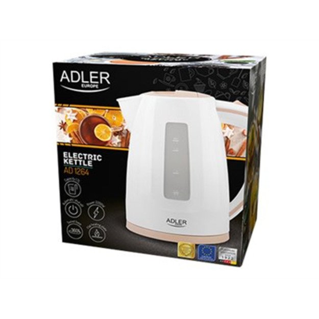 Adler | Kettle | AD 1264 | Standard | 2200 W | 1.7 L | Plastic | 360&deg; rotational base | White 4