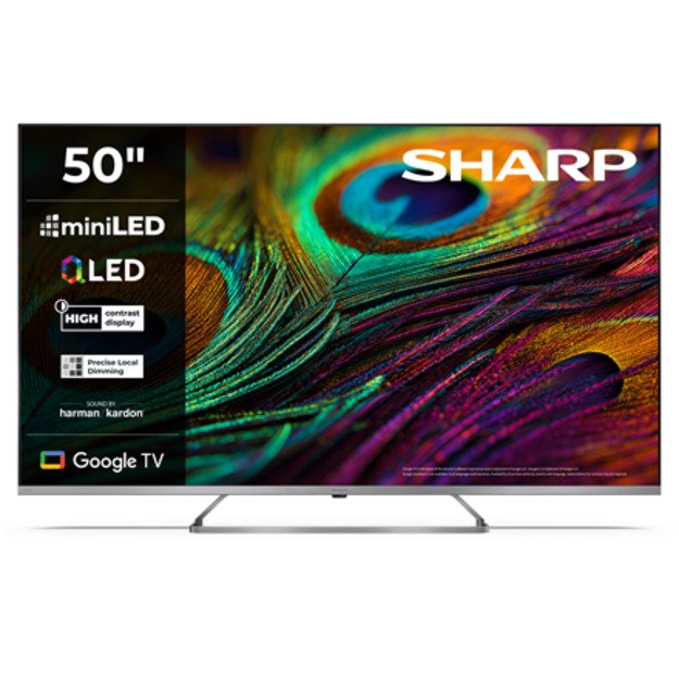 Sharp 4K QLED MiniLED TV | 50JP7265E | 50 | Smart TV | Google TV | UHD | Silver