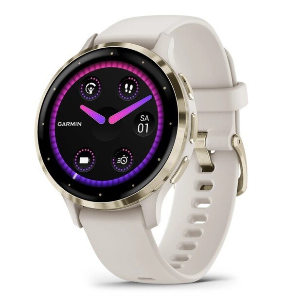 Garmin Venu 3S 3.05 cm (1.2 ) AMOLED 41 mm Digital 390 x 390 pixels Touchscreen Gold, Ivory Wi-Fi GPS (satellite)