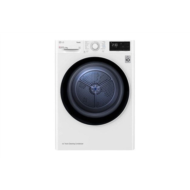 LG | Dryer Machine | RH80V3AV6N | Energy efficiency class D | Front loading | 8 kg | LED | Depth 69 cm | Wi-Fi | White