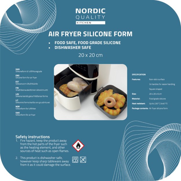 Air Fryer silikoninė kepimo forma NORDIC QUALITY, 20cmx20cm / GS1024 / 8272003 1