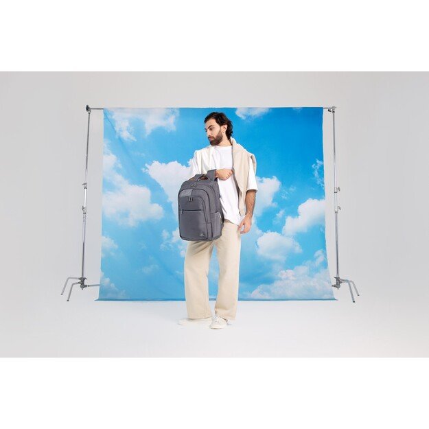RIVACASE 7569 Laptop Backpack 17.3  Alpendorf ECO, grey, waterproof material, eco rPet, pockets for smartphone, documents, 6
