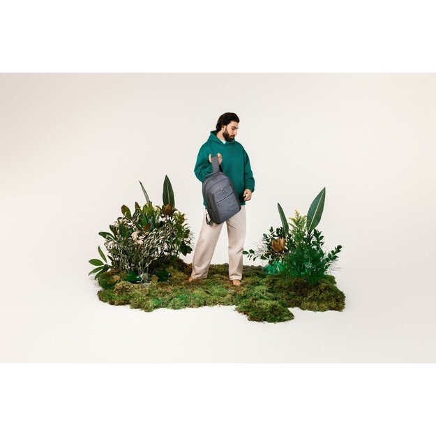 RIVACASE 7569 Laptop Backpack 17.3  Alpendorf ECO, grey, waterproof material, eco rPet, pockets for smartphone, documents, 2