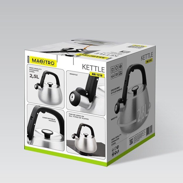 Kettle Maestro MR-1318 2,5 l Silver, Black 1