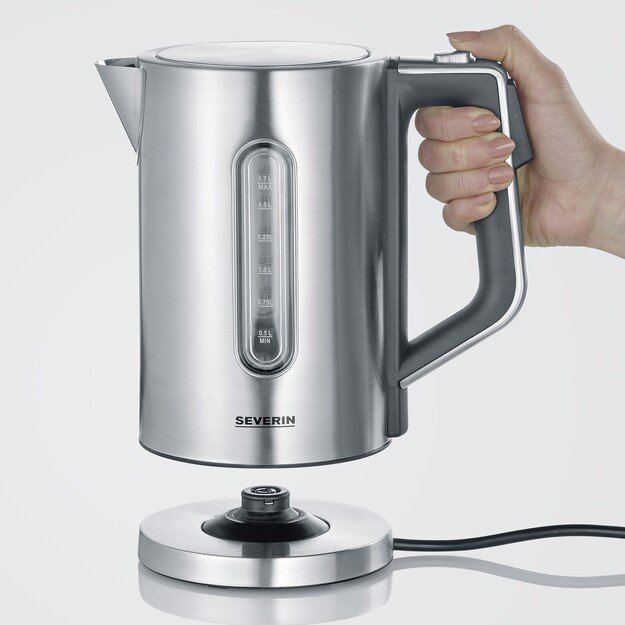 Severin 3418000 electric kettle 1.7 L 3000 W Black, Stainless steel 2