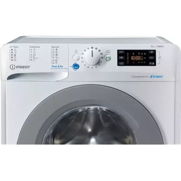 INDESIT | BWE 91485X WS EU N | Washing Machine | Energy efficiency class B | Front loading | Washing capacity 9 kg | 1400 RPM | 