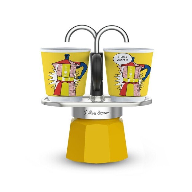 Bialetti Mini Express Lichtenstein Moka pot Silver, Yellow
