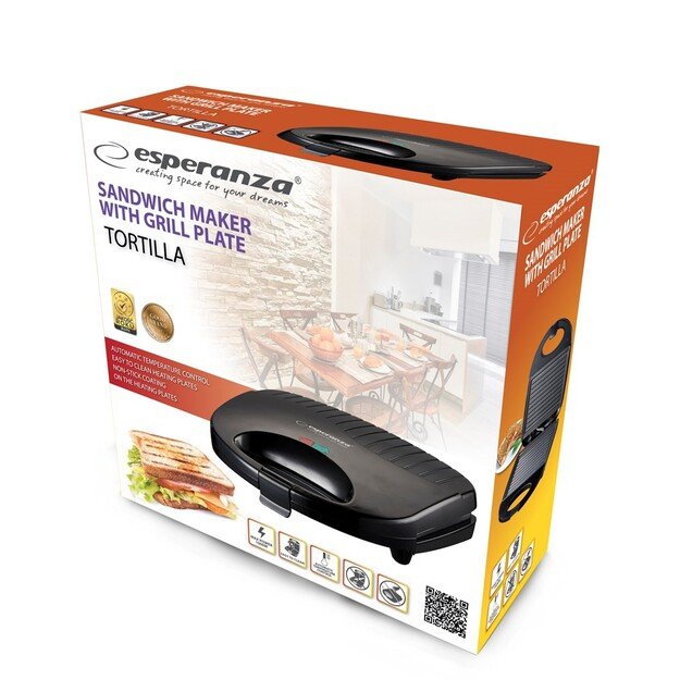 Toaster for sandwiches Esperanza TORTILLA EKT009 (1000W, black color) 1