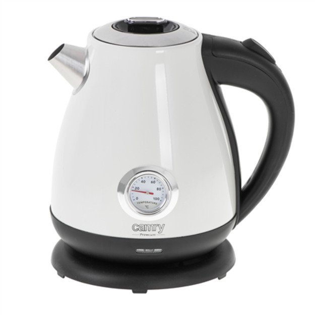 Camry Kettle with a thermometer CR 1344 Electric 2200 W 1.7 L Stainless steel 360° rotational base White