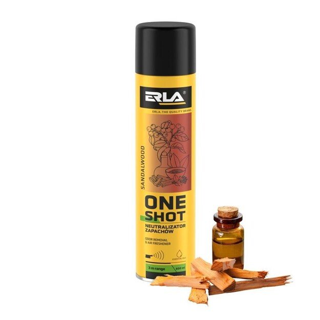 ERLA ONE SHOT 600ML BULK PAKUOTĖ 12 vnt.SANDALMEDŽIO KVAPŲ NEUTRALIZATORIAUS