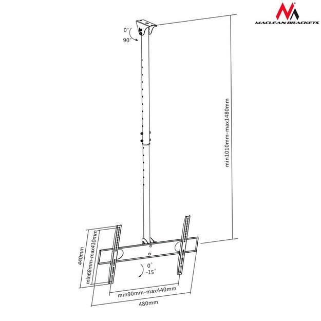 Maclean MC-631 Wall Bracket, Universal Ceiling Bracket Maclean MC-541, LCD LED Plasma 32  - 55  up to 50kg