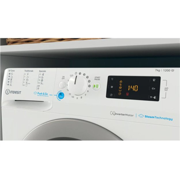 INDESIT | Washing machine | BWSE 71295X WSV EU | Energy efficiency class B | Front loading | Washing capacity 7 kg | 1200 RPM | 3