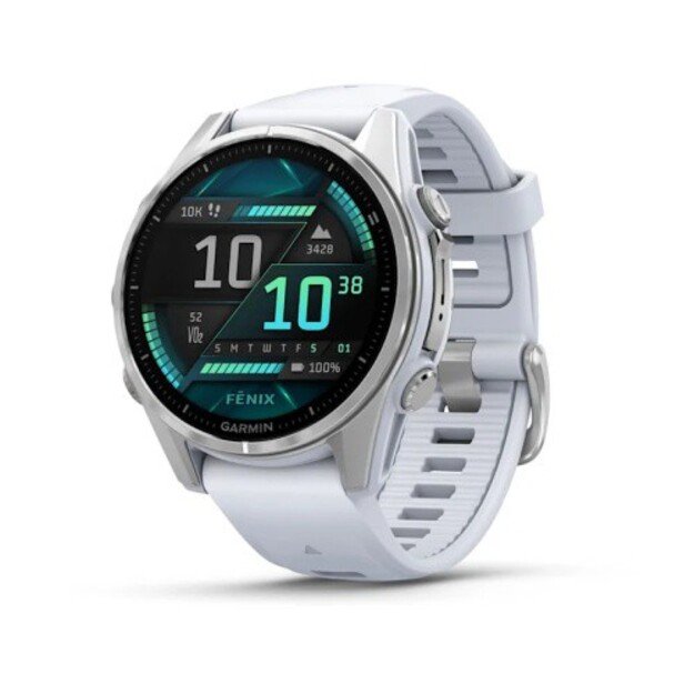 Garmin Fenix 8 I&scaron;manusis laikrodis 43 mm AMOLED Silver with Whitestone silicone band