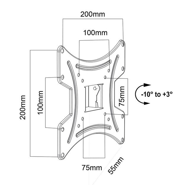 Maclean MC-414 TV Monitor Wall Mount max. VESA 200x200 23-43 30kg Black Tilting Bracket Holder