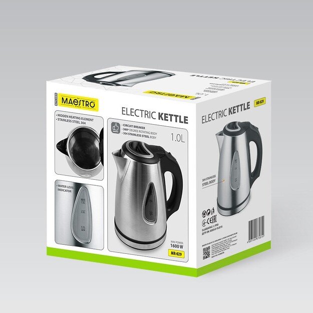 Electric kettle MAESTRO MR-029NEW 1l Stainless steel 1600 W