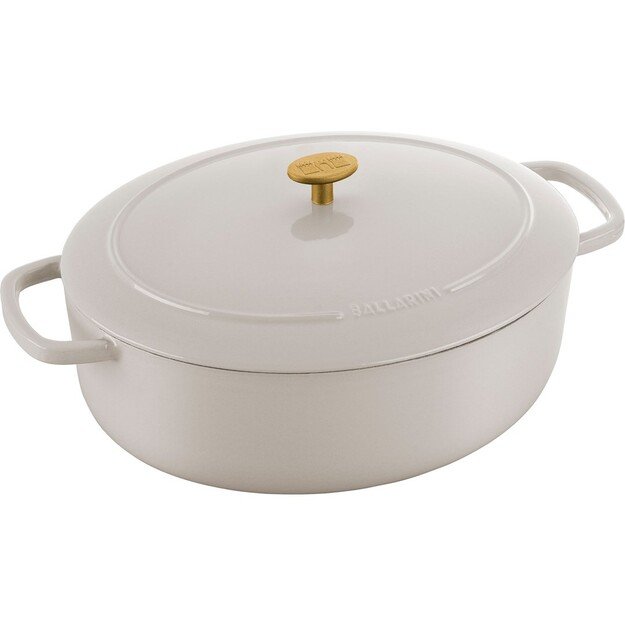 Cast iron oval pot Ballarini Bellamonte - Ivory, 7.5 ltr