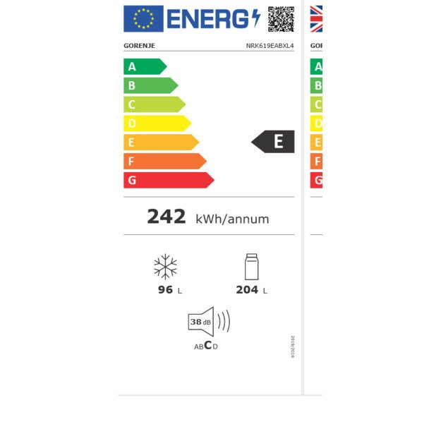 Gorenje NRK619EABXL4 Freestanding Refrigerator-Freezer 300 l E Black