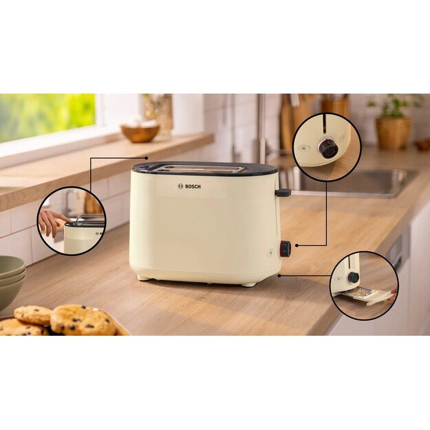 Bosch Toaster | TAT2M127 MyMoment | Power 950 W | Number of slots 2 | Housing material Plastic | Beige