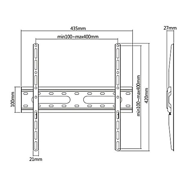 Maclean MC-938 Economy TV Mount Bracket, Max Vesa 400x400, 32-55 , 45kg, Black