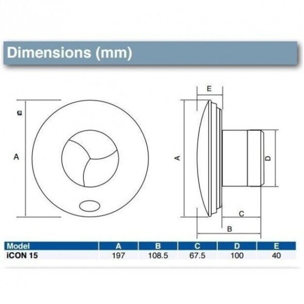 AIRFLOW iCON 15 Ø100mm 68 m3/val