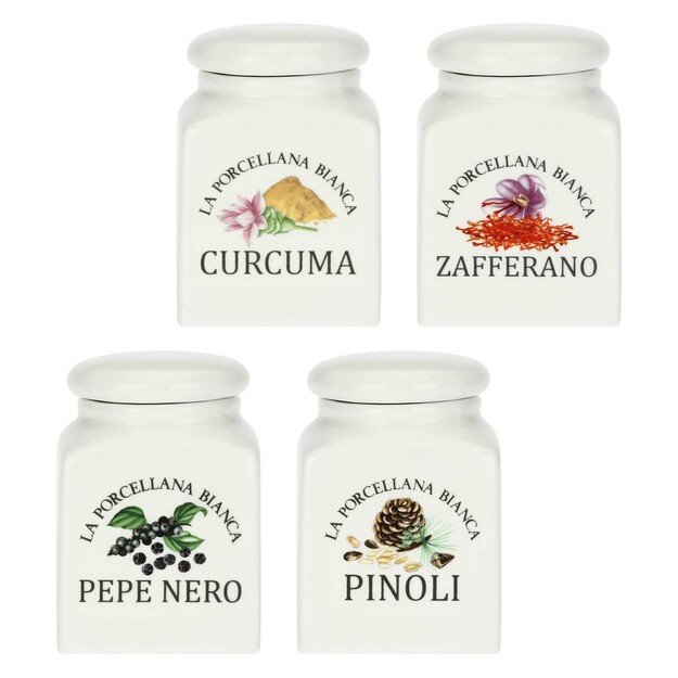 Set of 4 Conserva Spice Containers - White, 175 ml