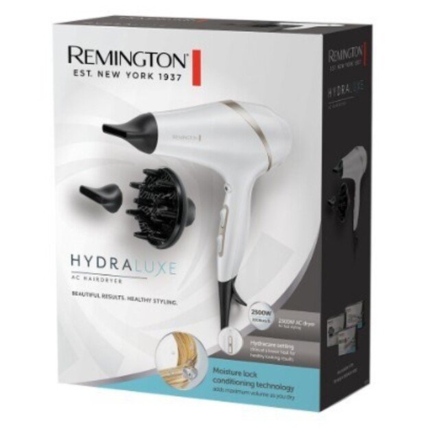 Remington | Hair dryer | AC8901 HYDRAlux | 2300 W | Number of temperature settings 3 | Ionic function | Diffuser nozzle | White