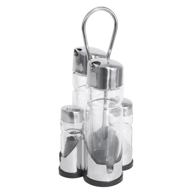Condiment set  18/10, glass
