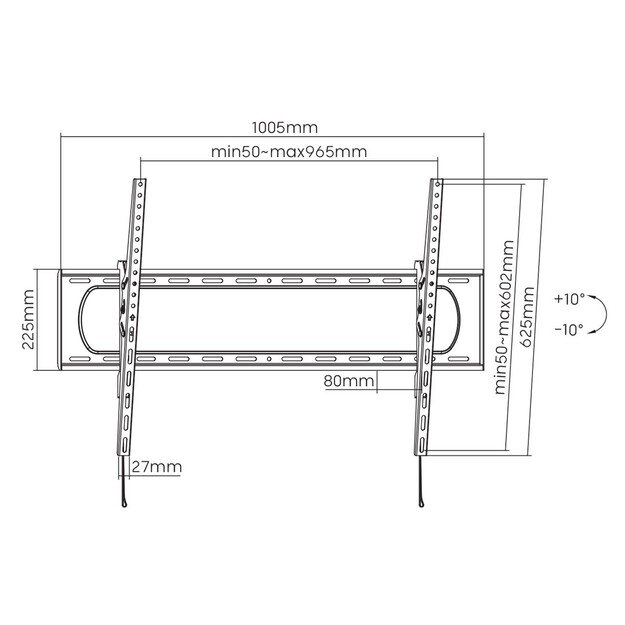 Maclean TV or monitor mount, max. VESA 900x600, 60-120 , 120kg, black, MC-750N