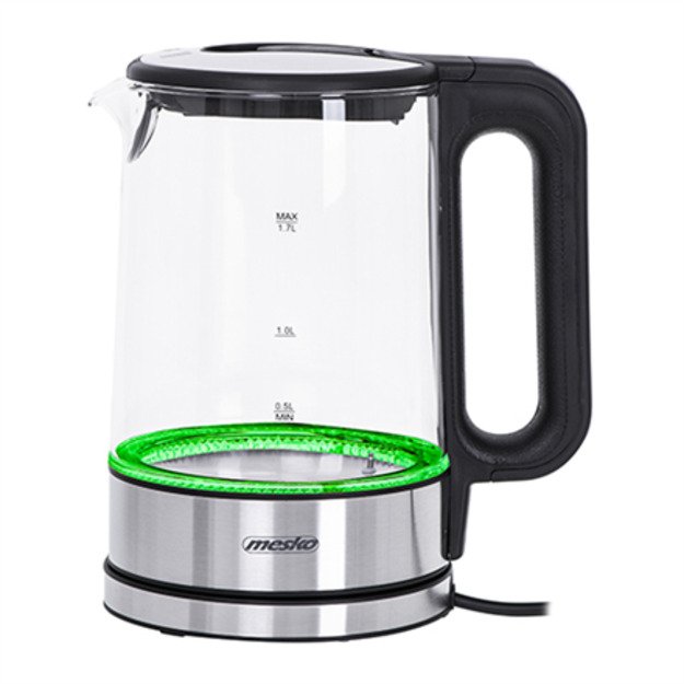 Mesko | Kettle | MS 1301b | Electric | 1850 W | 1.7 L | Glass/Stainless steel | 360° rotational base | Black