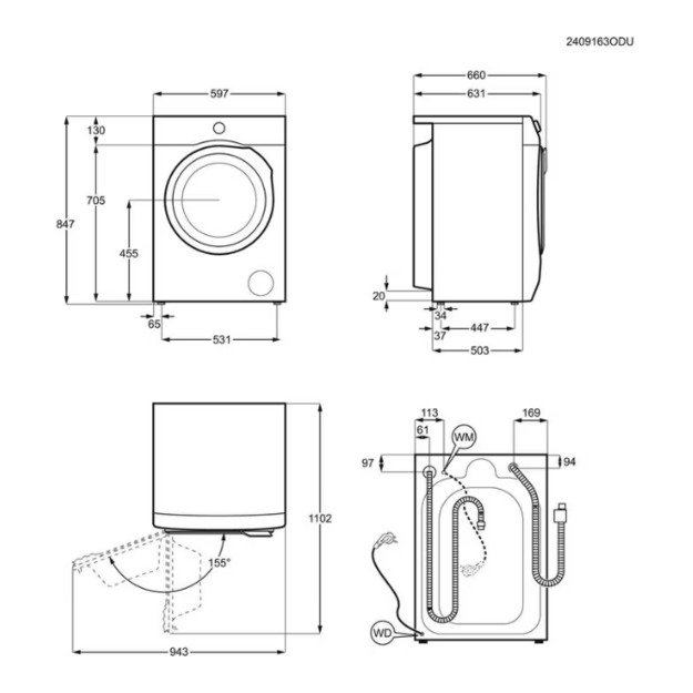 Skalbyklė-Džiovyklė ELECTROLUX EW8W7607QE